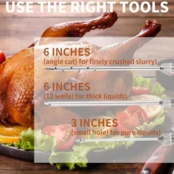 OBOSOE Marinadspruta i rostfritt stål – Köttspruta med 3 nålar för BBQ, grill, stek och marinad