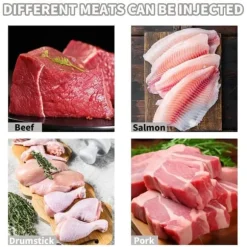 OBOSOE Marinadspruta i rostfritt stål – Köttspruta med 3 nålar för BBQ, grill, stek och marinad