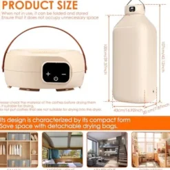 OBOSOE Mini klädtorktumlare för små utrymmen – Hopfällbar och smart med timer, idealisk för underkläder och barnkläder