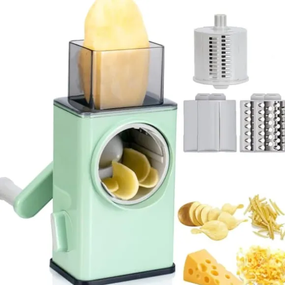 OBOSOE Multifunktionell manuell grönsakshackare, köksriven, lämplig för potatis, morötter och andra grönsaker, med 6 blad