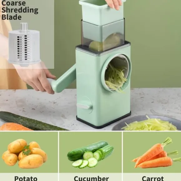 OBOSOE Multifunktionell manuell grönsakshackare, köksriven, lämplig för potatis, morötter och andra grönsaker, med 6 blad