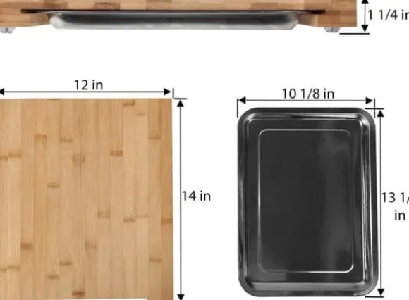 OBOSOE Naturlig Bambu Skärbräda med Avtagbart Rostfritt Stålfack - Multifunktionell Köksbräda för Kött, Grönsaker & Bakning | Miljövänlig & Hygienisk | CDON