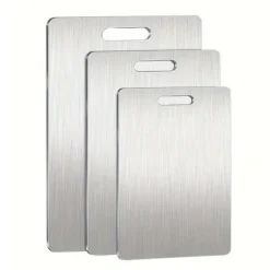 OBOSOE 3-Pack Dubbelsida Skärbrädor i Rostfritt Stål – Mögelresistenta & Vattentåliga Skärbrädor för Kök