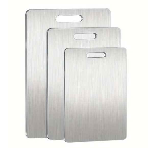 OBOSOE 3-Pack Dubbelsida Skärbrädor i Rostfritt Stål – Mögelresistenta & Vattentåliga Skärbrädor för Kök