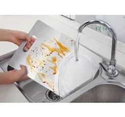 OBOSOE 3-Pack Dubbelsida Skärbrädor i Rostfritt Stål – Mögelresistenta & Vattentåliga Skärbrädor för Kök