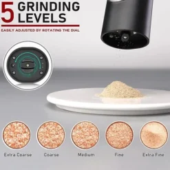OBOSOE 2-Pack Elektrisk Pepparkvarn – Justerbar Grovhet, LED-ljus, Med Bas och Borste för Kök och BBQ