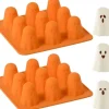 OBOSOE 2-Pack Halloween Silikonform, 3D Spökform, Non-stick Chokladformar med 9 Hål för Gelé, Gummy, Pudding