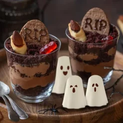 OBOSOE 2-Pack Halloween Silikonform, 3D Spökform, Non-stick Chokladformar med 9 Hål för Gelé, Gummy, Pudding