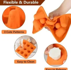 OBOSOE 2-Pack Halloween Silikonform, 3D Spökform, Non-stick Chokladformar med 9 Hål för Gelé, Gummy, Pudding