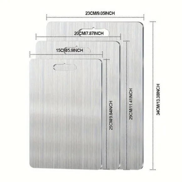 OBOSOE 3-pack Rostfria Stålskärbrädor - Dubbelsidiga Köksbrädor Mögelresistenta & Fukttåliga | Professionell Köksutrustning för Hemmet