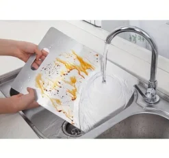 OBOSOE 3-pack Rostfria Stålskärbrädor - Dubbelsidiga Köksbrädor Mögelresistenta & Fukttåliga | Professionell Köksutrustning för Hemmet