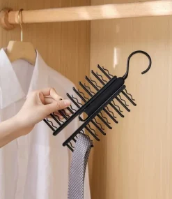 OBOSOE 2-pack roterande galgar för slipsar och bälteshållare med 20 klämmor