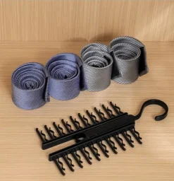 OBOSOE 2-pack roterande galgar för slipsar och bälteshållare med 20 klämmor