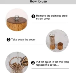 OBOSOE 2-Pack Salt- & Pepparkvarn – Manuell Kryddkvarn i Akryl & Trä, Justerbar Grov/Fint för Kök