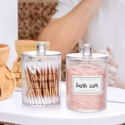 OBOSOE 4-Pack Transparenta Förvaringsburkar för Smink och Småföremål