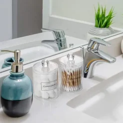 OBOSOE 4-Pack Transparenta Förvaringsburkar för Smink och Småföremål