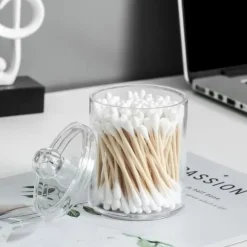 OBOSOE 4-Pack Transparenta Förvaringsburkar för Smink och Småföremål