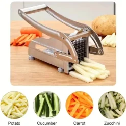 OBOSOE Pommes Frites Skärare i Rostfritt Stål – Grönsaksskärare & Potatisskärare med 2 Extra Blad