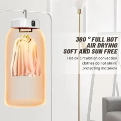 OBOSOE Portabel Klädtork, Mini Torktumlare med Fjärrkontroll, Fällbar Elektrisk Torkmaskin med Torkpåse för Resa, Husvagn, Hem