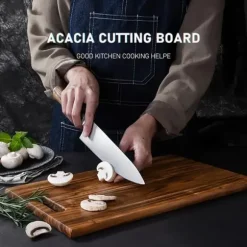 OBOSOE Premium Akaciaträ Skärbräda - Perfekt för Kött, Ost, Bröd, Grönsaker & Frukt | Hållbart Köksredskap för Hemmet & Studentboende (34x22 cm) - Ide | CDON