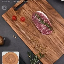 OBOSOE Premium Akaciaträ Skärbräda - Perfekt för Kött, Ost, Bröd, Grönsaker & Frukt | Hållbart Köksredskap för Hemmet & Studentboende (34x22 cm) - Ide | CDON