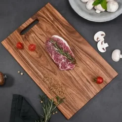 OBOSOE Premium Akaciaträ Skärbräda - Perfekt för Kött, Ost, Bröd, Grönsaker & Frukt | Hållbart Köksredskap för Hemmet & Studentboende (34x22 cm) - Ide | CDON