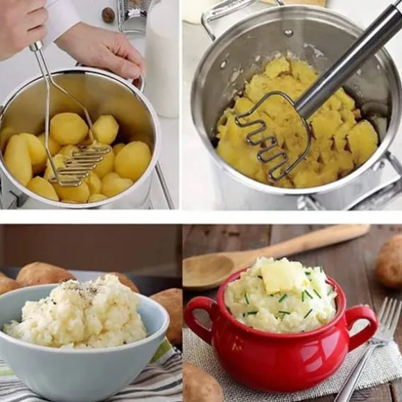 OBOSOE Rostfri potatispress – köksverktyg för potatismos & grönsaker