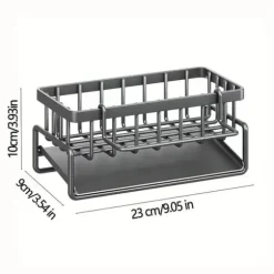 OBOSOE Självtränande tvål svamp hållare, rostfritt stål handfat hylla, kök handfat avloppshylla med delare, kök bänkskiva arrangöre