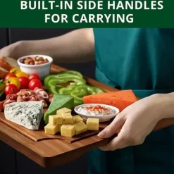 OBOSOE Skärbrädor i Bambu 3-pack – Tjocka Träskärbrädor för Kött, Grönsaker & Frukt – Jul, Halloween & Högtider
