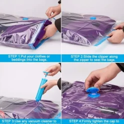 OBOSOE Vakuumpåsar 5 st med Vakuumpump – 70x50 cm Förvaring för Kläder, Täcken & Filtar