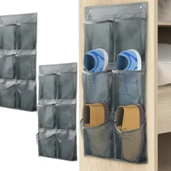 OBOSOE Väggmonterad Skoställ / Förvaringsväska – 2-Pack, 6 Fack, Hängande Förvaring för Skor