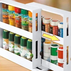 OBOSOE 2-vånings Utdragbar Kryddförvarare - Kryddburksorganizer för Köksskåp | Smidigt Dragbart Hyllsystem för Kryddor & Småflaskor
