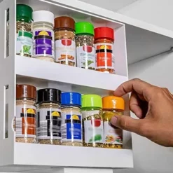 OBOSOE 2-vånings Utdragbar Kryddförvarare - Kryddburksorganizer för Köksskåp | Smidigt Dragbart Hyllsystem för Kryddor & Småflaskor