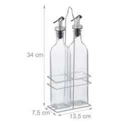 Oliv- och vinägerdispenser set, 34x13.5x7.5 cm, Transparent
