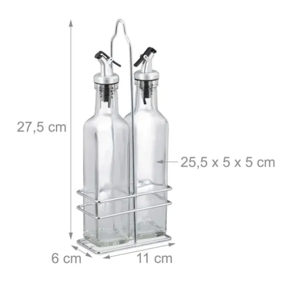 Oliv- och vinägerflaskset, 27.5x11x6 cm, Transparent