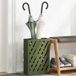 Olivgrön Paraplyställ i stål - Stilren och hållbar design | Storlek: 28x12x41 cm | Färg: Olivgrön