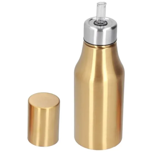 Olivolja dispenser i guld i rostfritt stål 500ML - Läcksäker och dammsäker köksoljekaraff