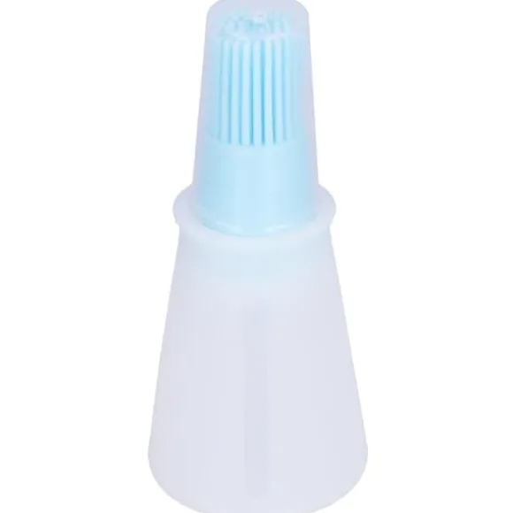 Oljeborste Silikon Multifunktionell Sås Grilloljeborste med Transparent Flasklock Köksverktyg Blå