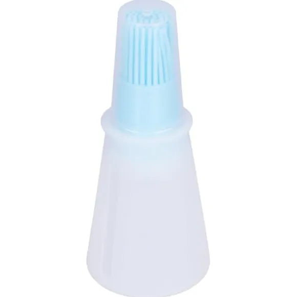 Oljeborste Silikon Multifunktionell Sås Grilloljeborste med Transparent Flasklock Köksverktyg Blå