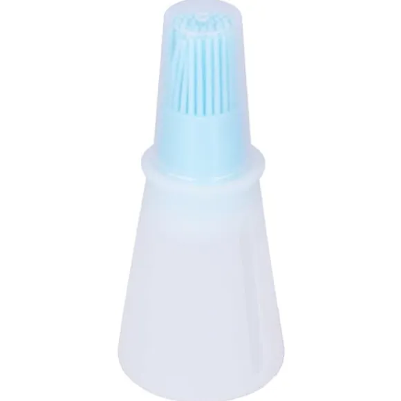 Oljeborste Silikon Multifunktionell Sås Grilloljeborste med Transparent Flasklock Köksverktyg Blå