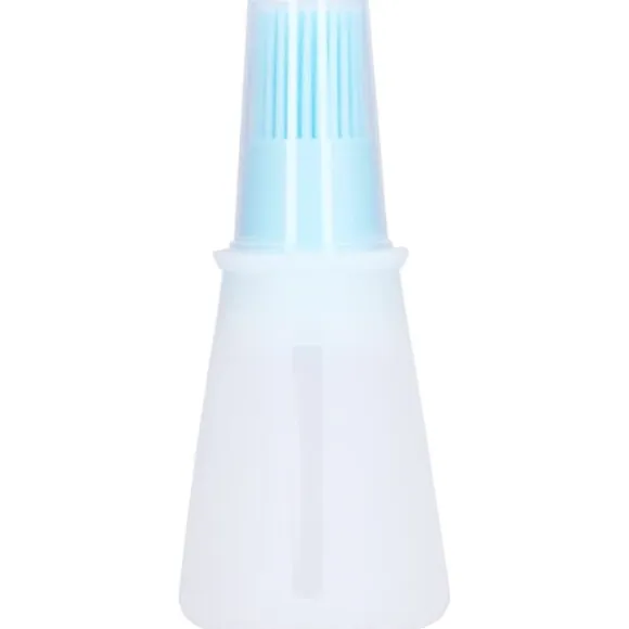 Oljeborste Silikon Multifunktionell Sås Grilloljeborste med Transparent Flasklock Köksverktyg Blå