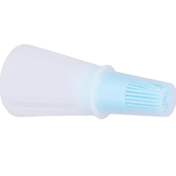 Oljeborste Silikon Multifunktionell Sås Grilloljeborste med Transparent Flasklock Köksverktyg Blå