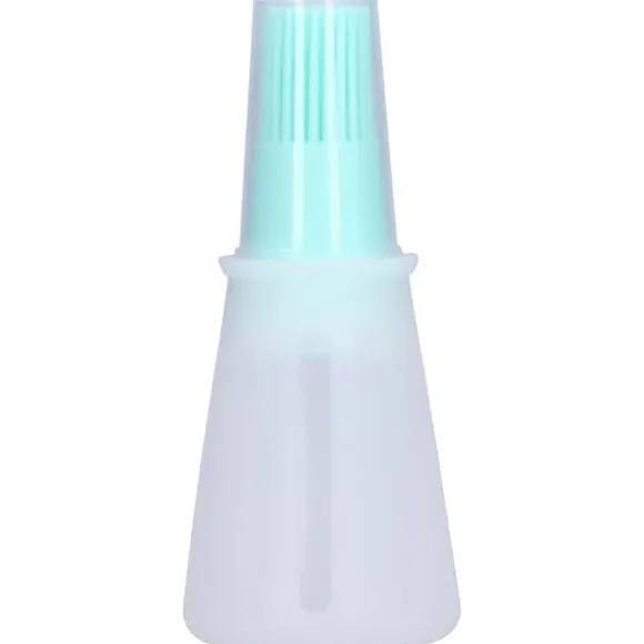 Oljeborste Silikon Multifunktionell Såsgrill Oljeborste med Transparent Flasklock Köksverktyg Grön