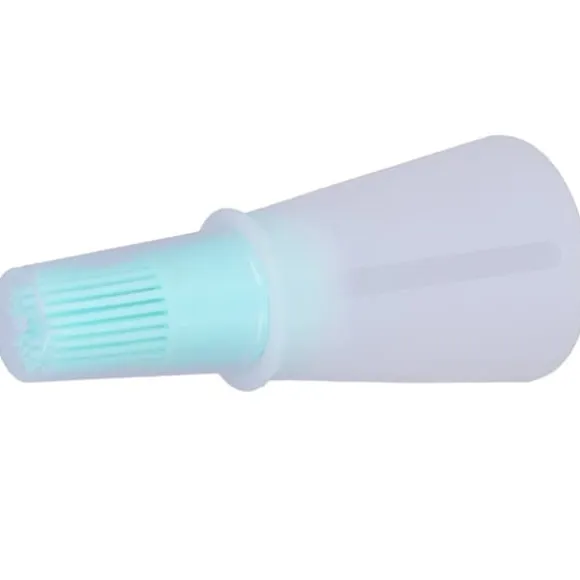 Oljeborste Silikon Multifunktionell Såsgrill Oljeborste med Transparent Flasklock Köksverktyg Grön