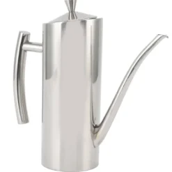 Oljedispenserflaska Rostfritt stål Spegel Utseende Böjda handtag Ergonomiskt grepp droppfri oljeflaska för kök