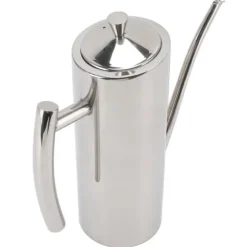 Oljedispenserflaska Rostfritt stål Spegel Utseende Böjda handtag Ergonomiskt grepp droppfri oljeflaska för kök