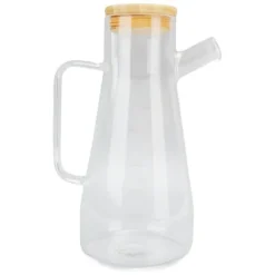 Oljeflaska i högt borosilikatglas, dammtät, klar vinägerdispenser i glas med ergonomiskt handtag för kök, 900 ml