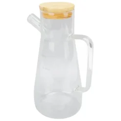 Oljeflaska i högt borosilikatglas, dammtät, klar vinägerdispenser i glas med ergonomiskt handtag för kök, 900 ml