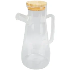 Oljeflaska i högt borosilikatglas, dammtät, klar vinägerdispenser i glas med ergonomiskt handtag för kök, 900 ml