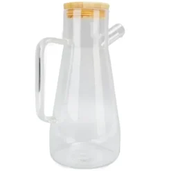 Oljeflaska i högt borosilikatglas, dammtät, klar vinägerdispenser i glas med ergonomiskt handtag för kök, 900 ml